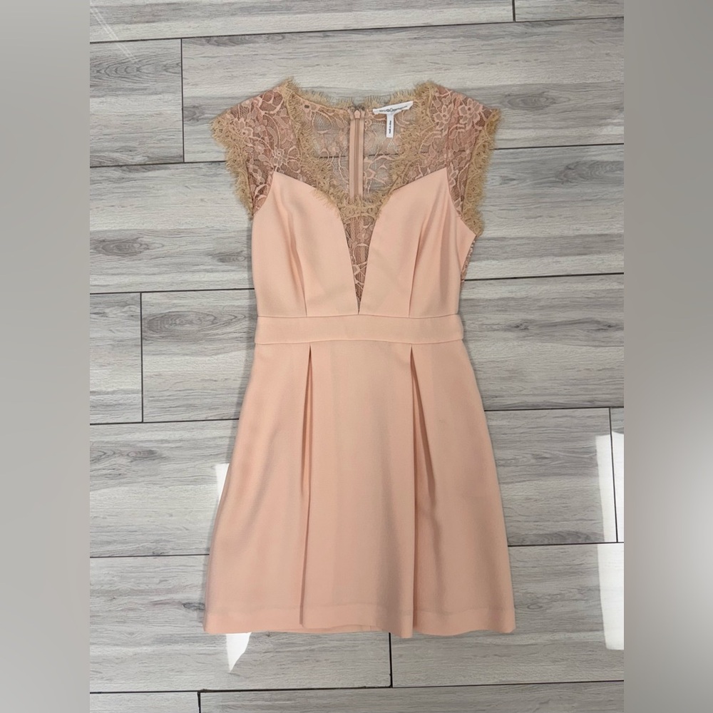 BCBGeneration Peach Lace Mini Dress